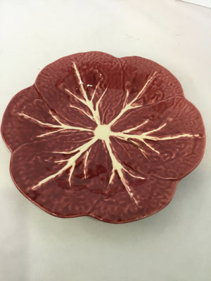 Bordallo Pinheiro Red Ceramic Cabbage Plate