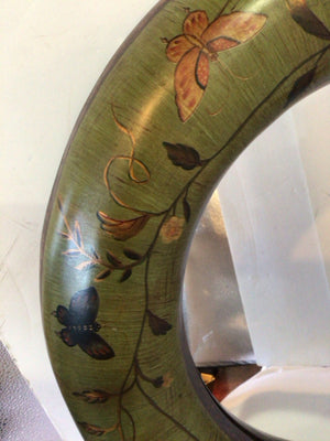 Round Green/multi Wood Butterflies Mirror
