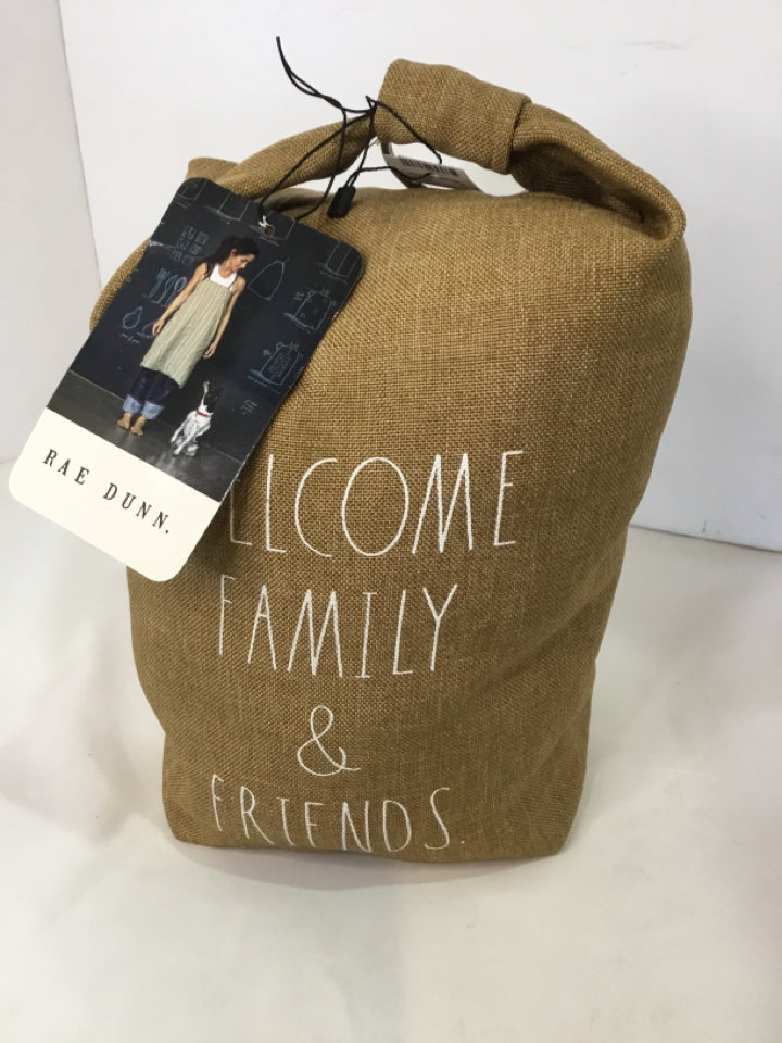 Rae Dunn Farm House Tan Burlap Doorstop