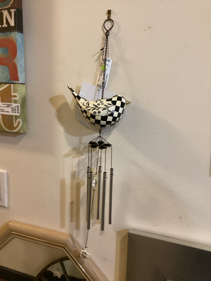 MacKenzie Childs Black/White Bird w/Box Wind Chime