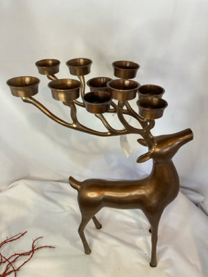 Candelabra Brown Brass Deer Holiday Item