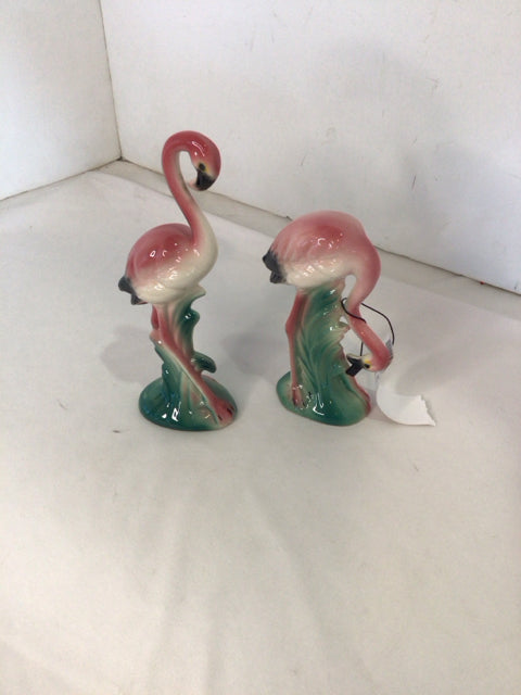 Art Deco Pink/white China Flamingo Pair Statue