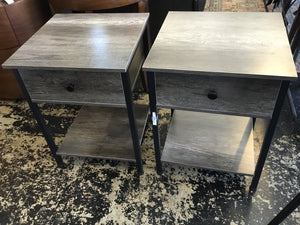 Pair Night Stand End/Side Gray Table