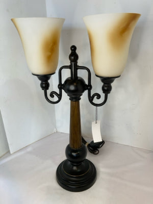 Black/Brown Metal Double Frosted Lamp