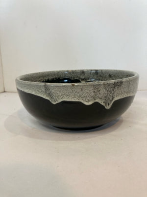 Vintage Drip Black/Gray Ceramic Bowl