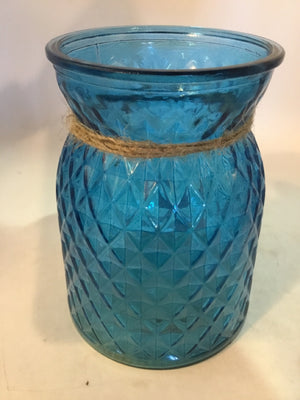 Blue Glass Diamond Vase