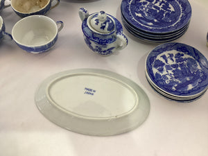 Vintage Children's Blue/White Ceramic Tea Party Dish Set