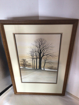 Yellow/Black Landscape Tree Framed Art