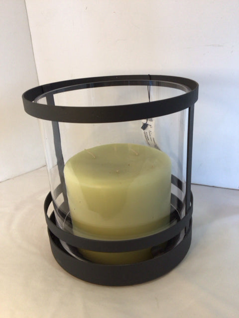 Black Metal/Glass w/candle Candle Holder