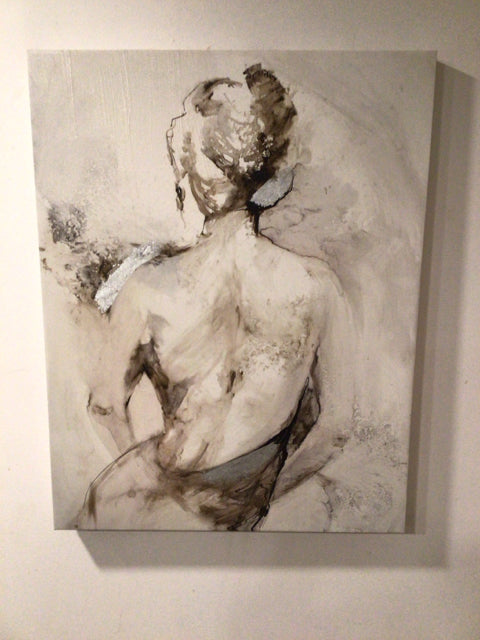 Abstract Black/White Canvas Woman Stretch Canvas Art
