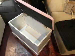 Storage Wood Upholstered Seat White/Pink Bench
