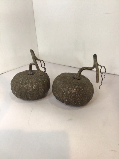 Pair Gray Glitter Pumpkin Holiday Item