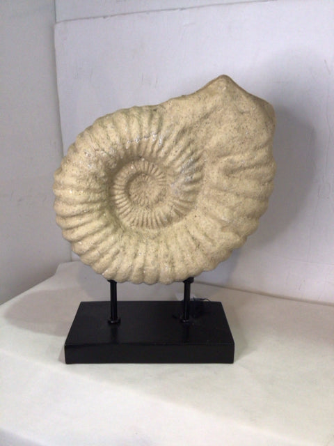 Cream/Black Fossil On Stand Sculpture