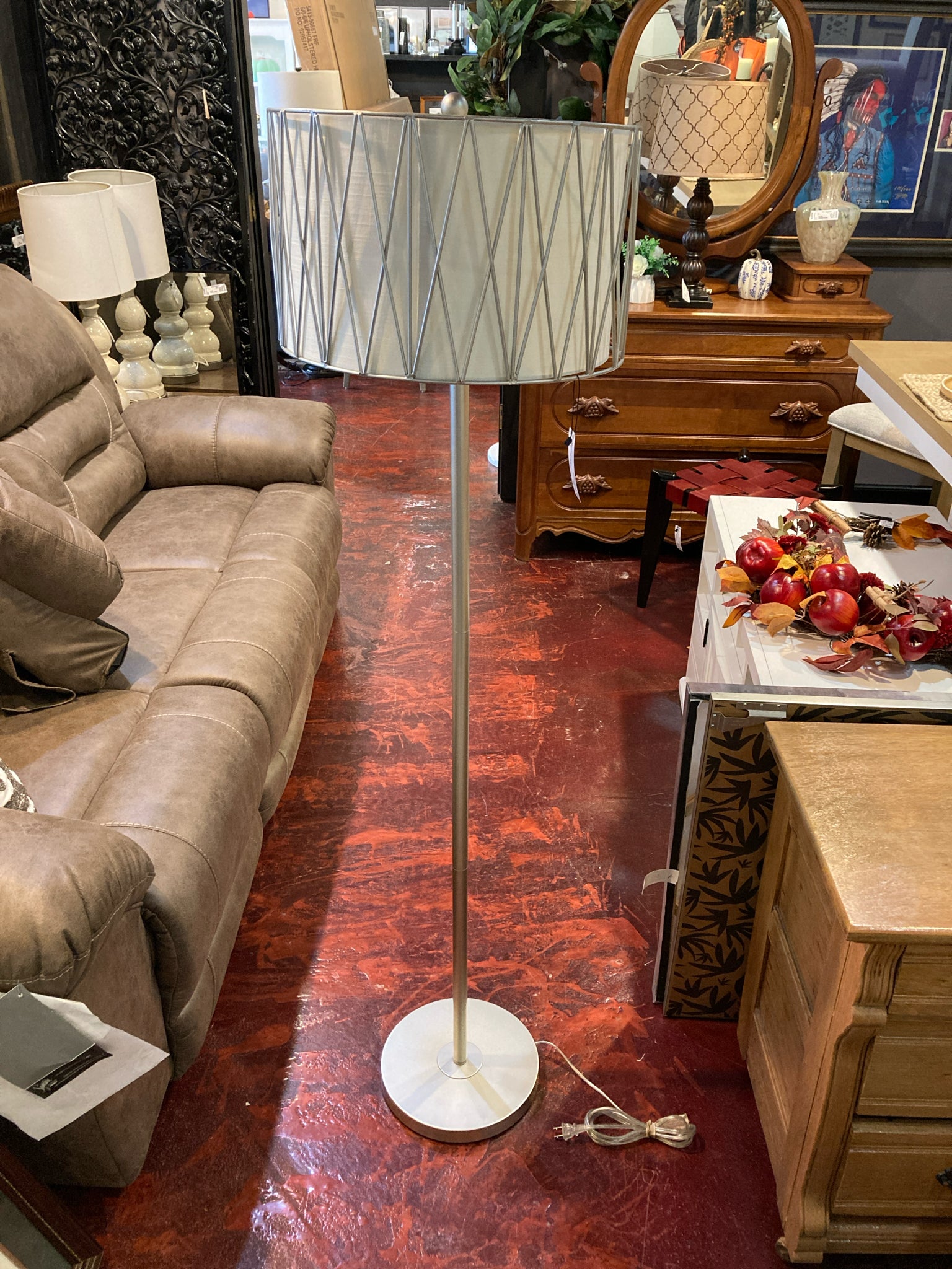 Floor Silver Metal Lamp