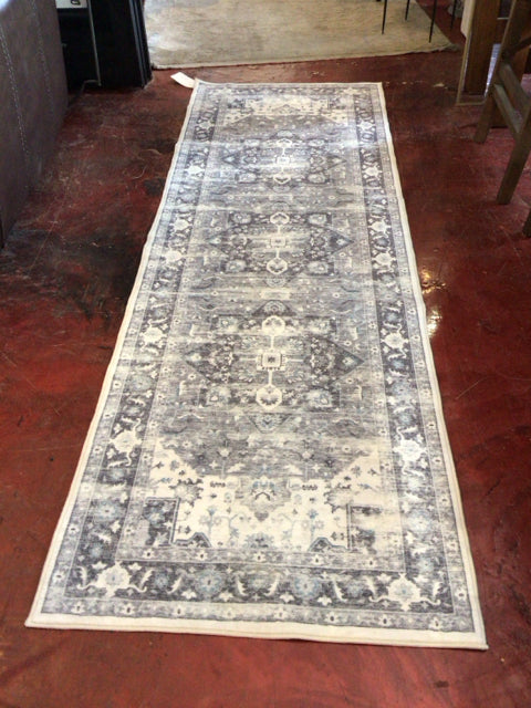 Rugease Washable Runner White/Gray Rug
