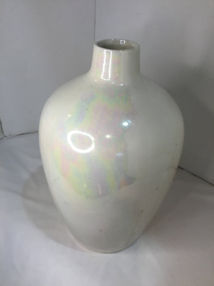 White Ceramic Iridescent Vase