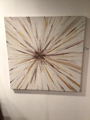 Cream/Brown Sunburst Stretch Canvas Art