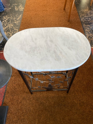 Side Marble Top Black/White Table