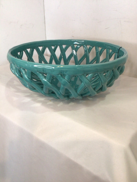 Teal Ceramic Lattice Bowl