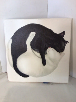 Black/White Cat Stretch Canvas Art