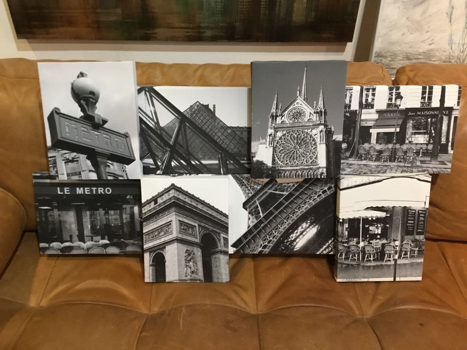 Black/White Paris Stretch Canvas Art