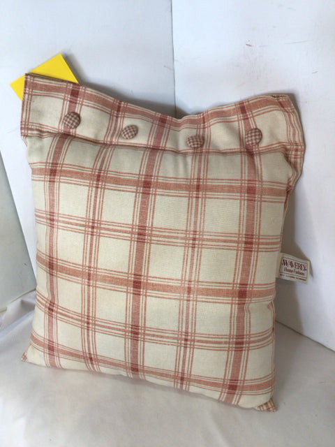 Waverly Pink/white Cotton Plaid Pillow