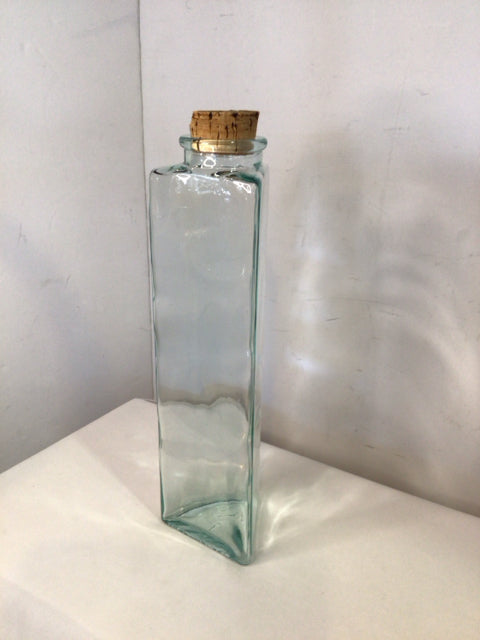 Vintage Blue Glass Triangle Bottle