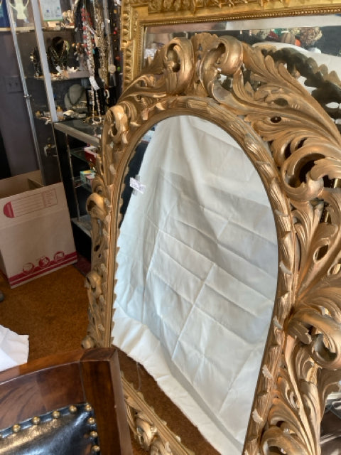 Ornate Gold Resin Arched As Is Mirror