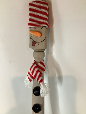 Handmade Red/white Wood Snowman Holiday Item