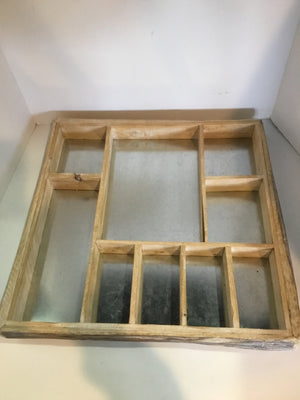 Tan Wood/Metal Sectional Tray