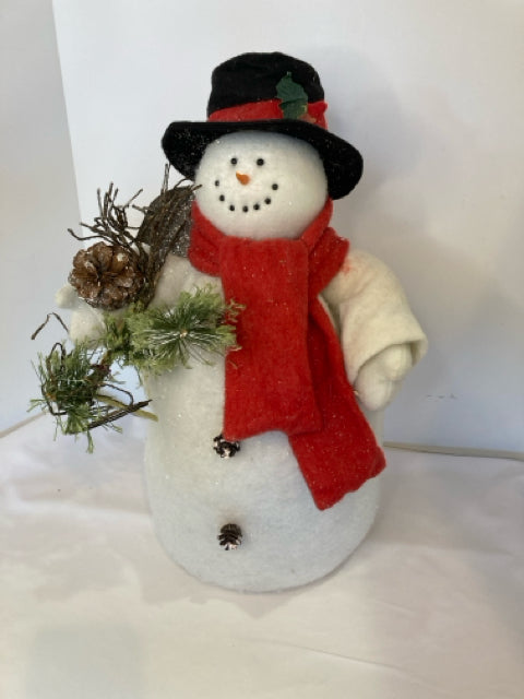 Statue White/Red Cotton Snowman Holiday Item