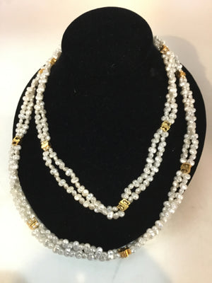 Faux White/Gold Pearls Necklace