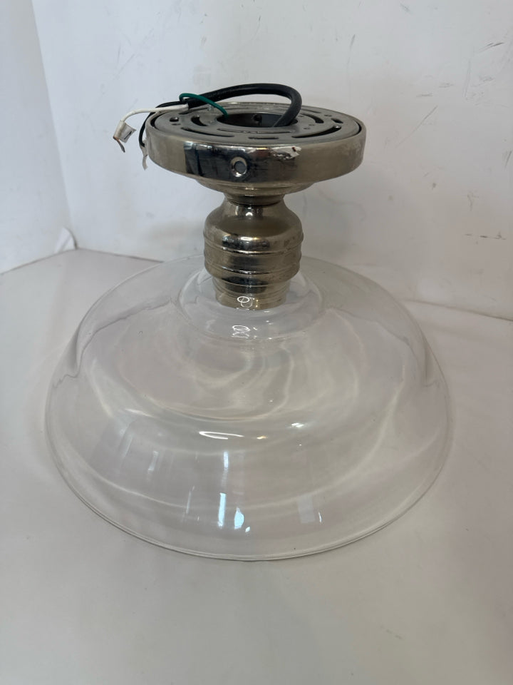 Pottery Barn Glass Flush Mount Clear/Black Light Fixture