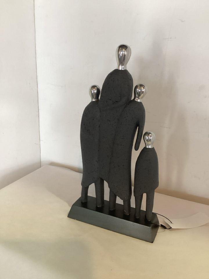 Black/Silver Resin Family Statue