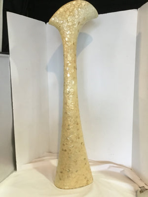 Mosaic Cream Shell Tall Thin Vase