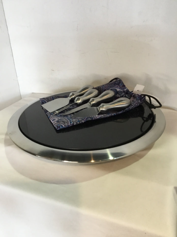 Black/Silver Marble w/knife Cutting Board