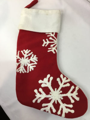 Stocking Red Felt Snowflake Holiday Item