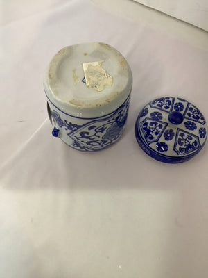 Lidded Blue/White Ceramic Canister