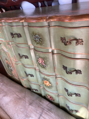 French Country Wood Painted Buffet Green Dresser/Chest