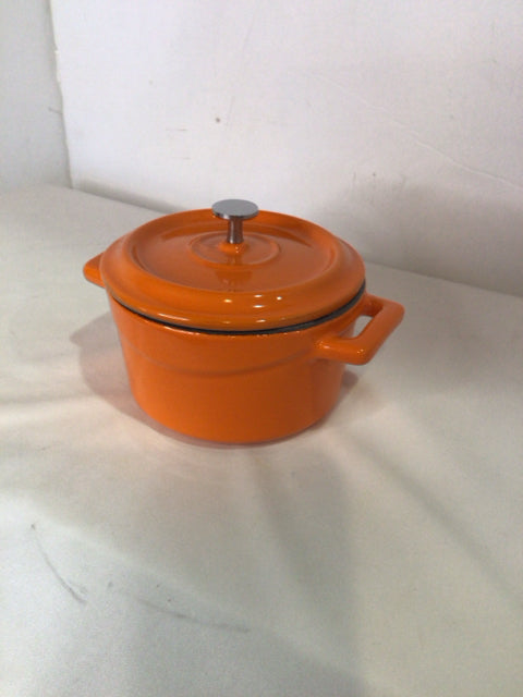 Orange Enamel Ware Lidded Casserole