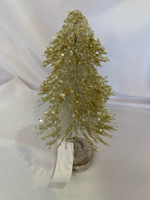 White/Gold Plastic Christmas Tree Glitter Holiday Item