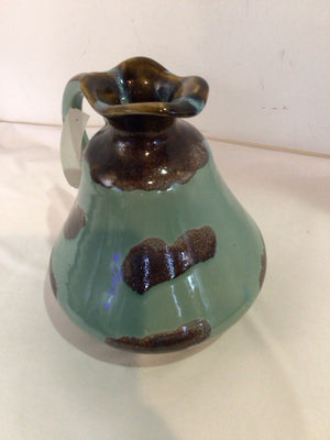 Aqua/Brown Ceramic Pitcher