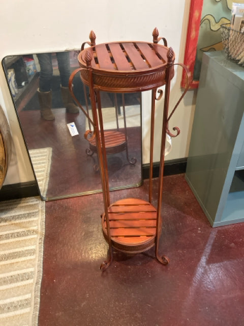 Brown Metal/Wood Tiered Plant Stand