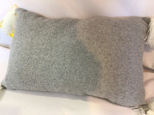 Pillow Gray/White Polyester Merry Christmas Tassel Holiday Item