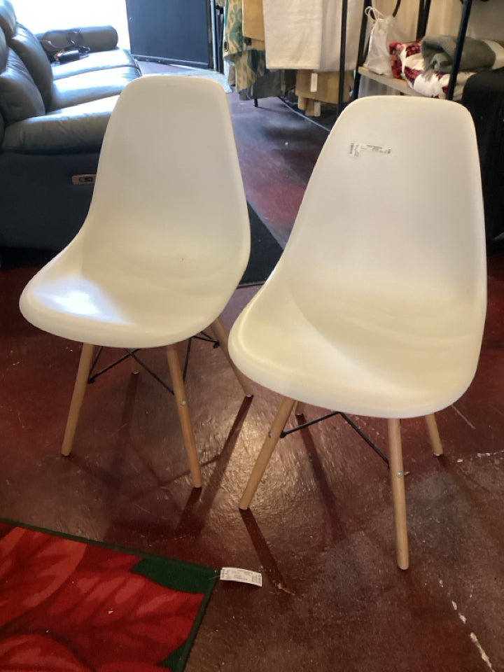 Pair Plastic White Chair Set