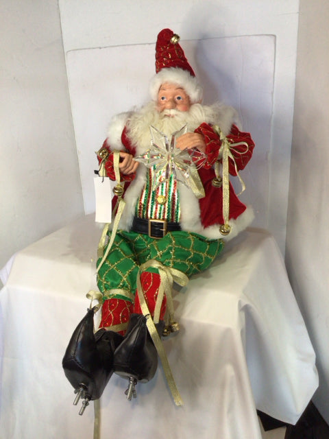Figure Red/Green Fabric Santa Holiday Item