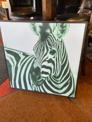 Black/White Canvas Zebra Framed Art