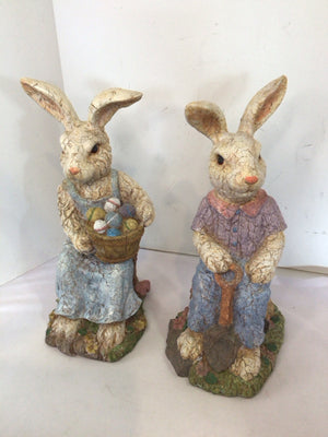 Easter Pastel Resin Bunnies Pair Holiday Item