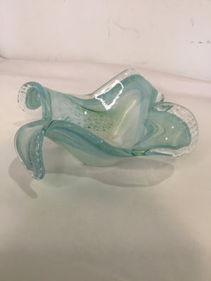 Aqua Glass Wavy Bowl