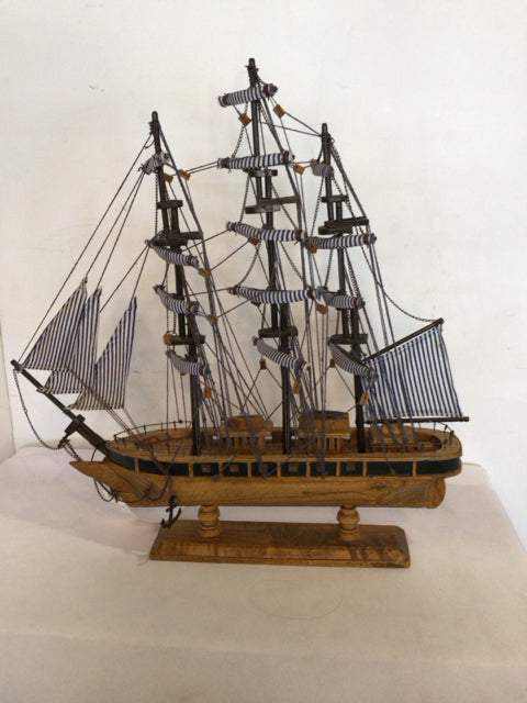 Tan Wood Canvas Ship Statue